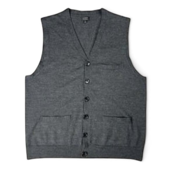 Banana Republic Cardigan Sweater Vest Men’s Small Gray Italian Wool Grandpacore - Picture 1 of 6